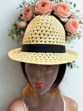 Cream Straw Hat with Black Band